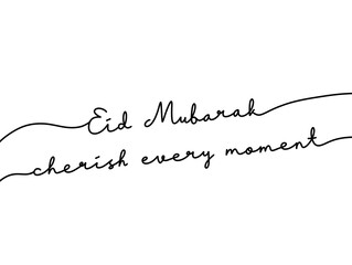 Elegant Eid Mubarak Calligraphy with Inspirational Message