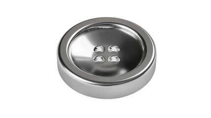 Silver Metal Four-Hole Button (233 isolated on a transparent background