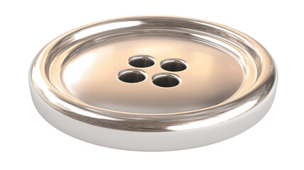 Shiny Silver Button with Four Holes isolated on a transparent background