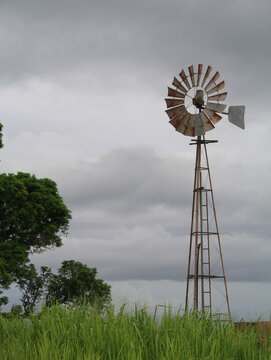 Overcast Farm View of windmill