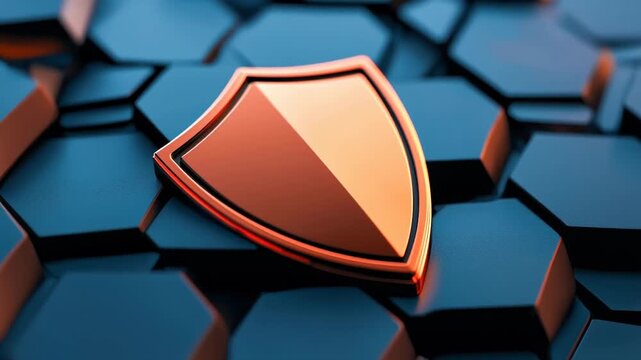 3d security shield cyber protection data safety digital defense network security technology abstract hexagon background glow
