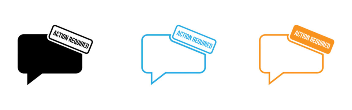 Colorful action required speech bubbles