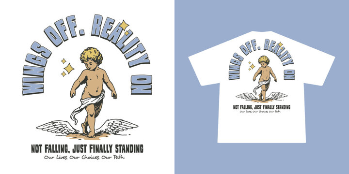 Cupid Angel graphic t-shirt with an edgy streetwear style. Modern illustration symbolizing love and heartbreak, ideal for urban fashion, youth streetwear, and print-on-demand apparel