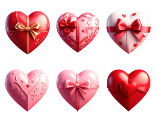 3d heart gift for valentine set white background