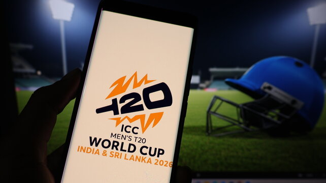 New Delhi, India - January 19 2026: ICC Men's T20 World Cup 2026 on Phone