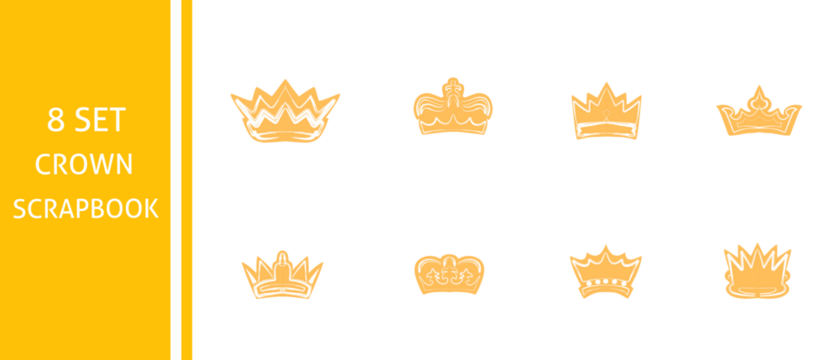 set of 8 scrapbook crowns on white background - Powered by Adobe