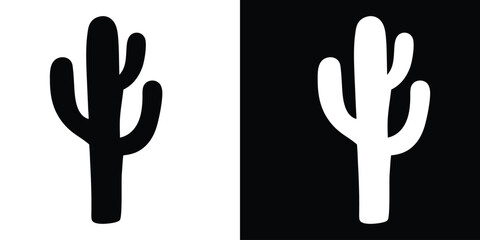 Cactus silhouette vector, Saguaro cactus black silhouette, Desert symbol © Silhouette Zone