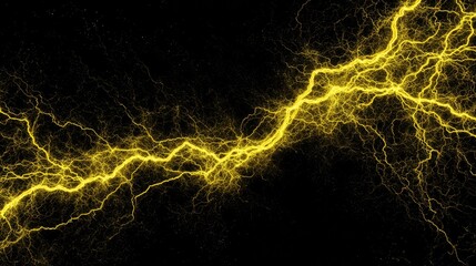 Abstract depiction of a striking yellow lightning bolt against a dark backdrop, symbolizing the raw power of nature