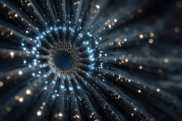 An abstract high-tech composition with depth and radial movement. 