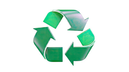 Obraz premium Green recycling symbol on white background