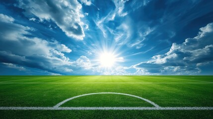 Obraz premium Sunlit soccer field