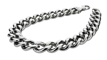 Obraz premium A shiny silver chain bracelet with large, interlocking links on a black background