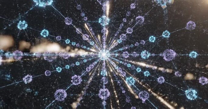 Glowing blue purple particles explode outward.