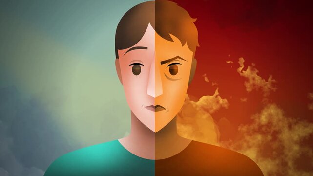 man divided between heaven and hell