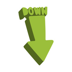 3D Down Arrow Icon &ndash; Download, Decrease and Direction Symbol