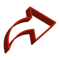 3D Curved Arrow Icon &ndash; Forward, Share and Direction Symbol