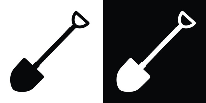 Shovel silhouette vector, Garden shovel icon vector