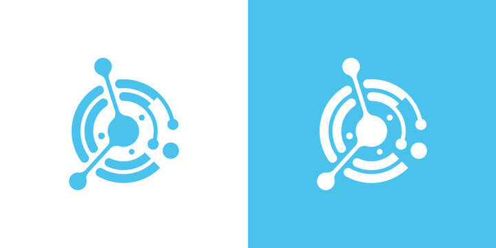Dual meaning logo combining a circle and molecular connections, symbolizing unity, science, innovation, and connected systems in a modern, clean design.