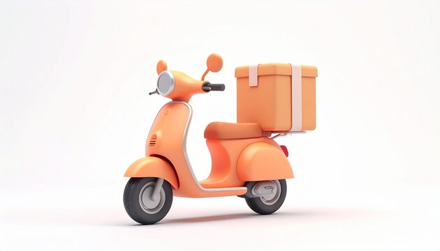 3d icon of Vintage Italian moped illustration featuring a classic retro scooter on white background for delivery and transportation icon