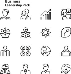 Business leadership pack with various representing management and growth