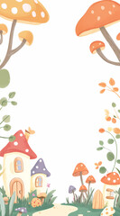 Fototapeta premium Colorful Mushroom Houses in a Fairy Tale Forest