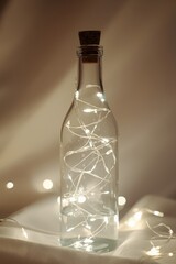 Illuminated glass bottle with fairy lights