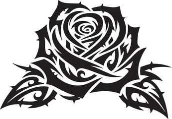 Black Tribal Rose Vector Illustration
