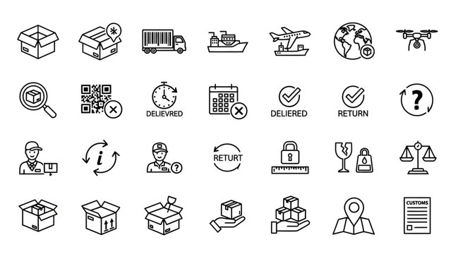 Logistics and shipping icons set.