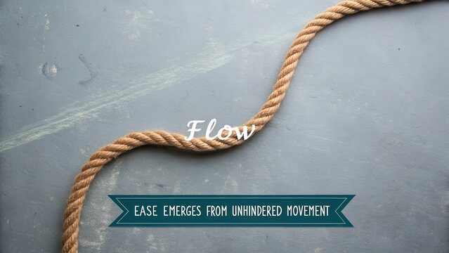 A single unknotted rope flowing across a textured gray background emphasizing ease and movement