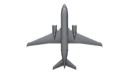 Top-down view of a gray private jet