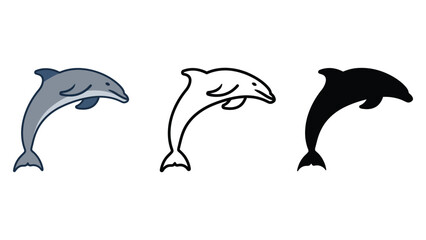 Obraz premium Three dolphins jumping out of water in different colors and styles