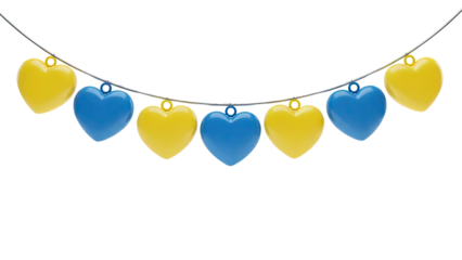 Ukrainian flag colored heart garland