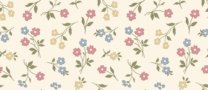 Hand drawn Flower pattern, ditsy floral seamless pattern, small little cute flower background. Flower repeat pattern. Ditsy print,baby drees design. Ditsy floral for fashion, texture, fabric,