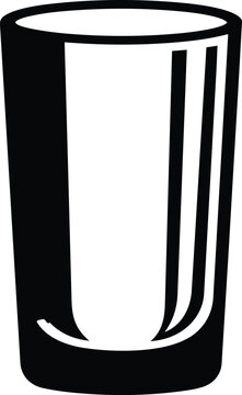 A minimalist black and white icon illustration representing a standard drinking glass for beverages