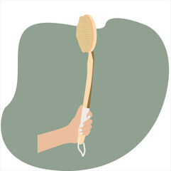 body scrub. Body massage brush icons . Wood body
