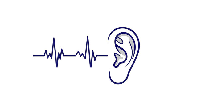 world hearing day concept Ear with Heartbeat Line  Ear Hearing Awareness 
