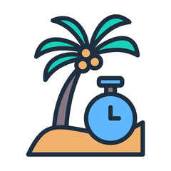 Paid Time Off Icon - Lineal Color