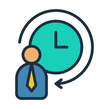 Work Hours Icon - Lineal Color