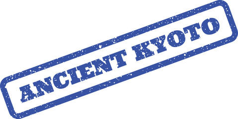 A distressed blue rubber stamp with ANCIENT KYOTO text, conveying a historical travel theme or location © Mahmud