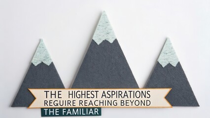 Stylized mountain peaks on a white background representing aspirations and reaching beyond the familiar