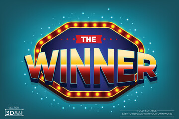 The winner 3D editable text effect