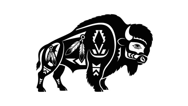 Native american style bison illustration