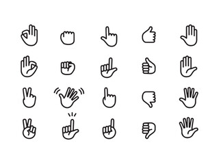 Monochrome Hand Icon Vector Set