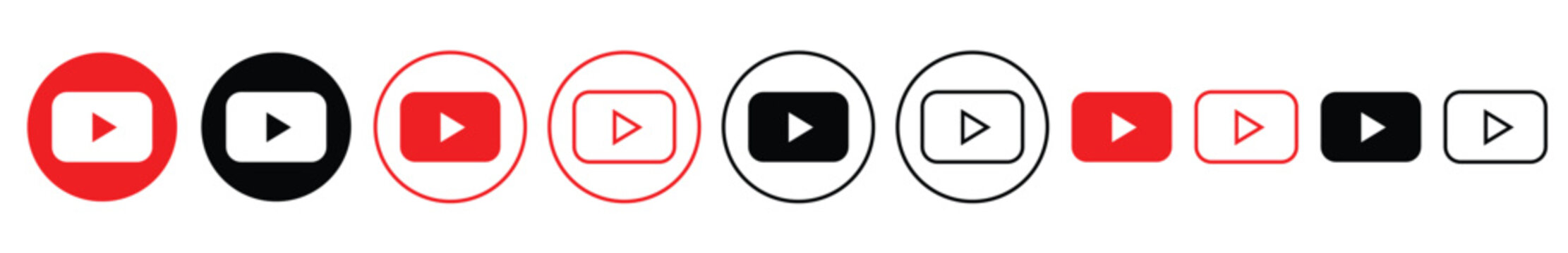 YouTube play button icons. flat icon isolated on transparent background. EPS 10	
