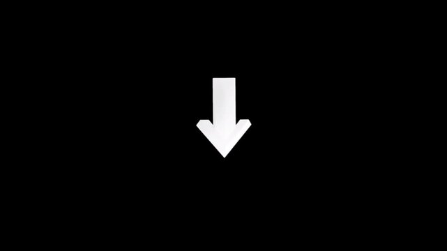 Clean white arrow pointing directly downwards, perfect for navigation or highlighting below content. 