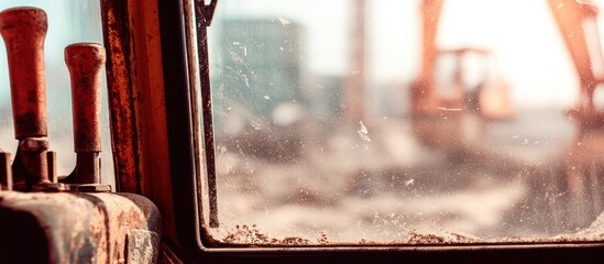 Inside the tractor cabin.