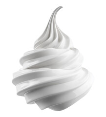 Soft white cream swirl with layered spiral texture, isolated on transparent background