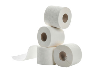 Stack of toilet paper rolls isolated on transparent background