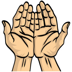 Praying Hands Open Illustration Vector