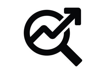 Magnifying glass with rising arrow icon for search and growth analysis